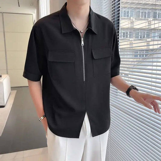 Man
/
Topwear
/
Summer Shirts
Black Korean Flip Polo Shirt
