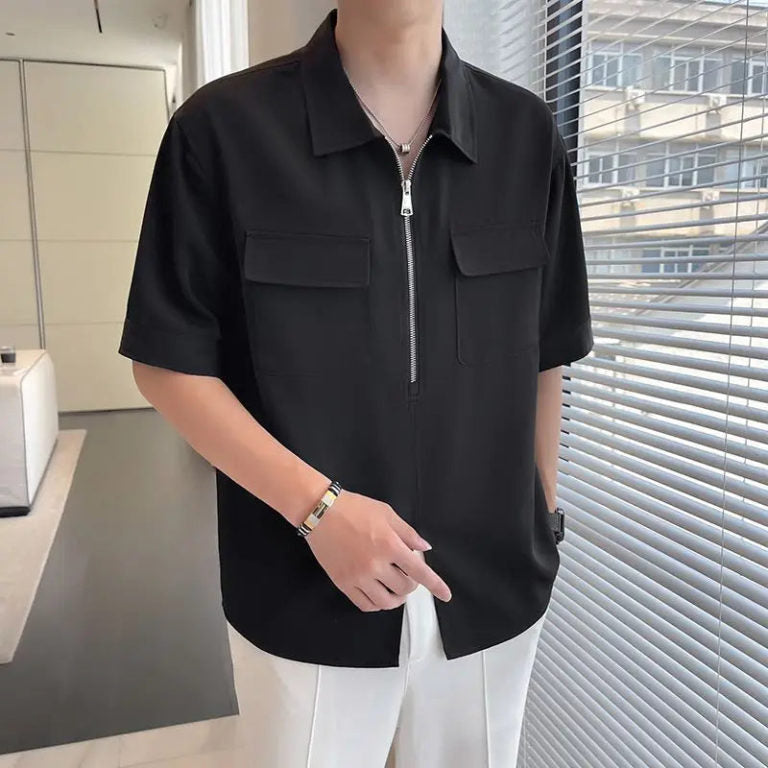 Man
/
Topwear
/
Summer Shirts
Black Korean Flip Polo Shirt